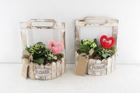 Arr2 Td Hout Planter Flower - Roze/wit