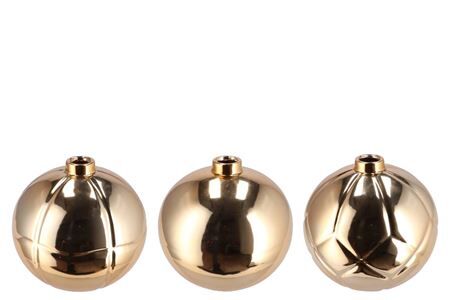 Christmasball Gold Single Vase Ass 19x19x17cm Nm