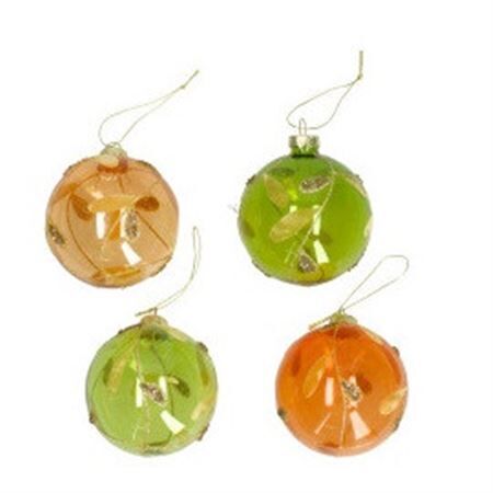 Ball deco leaf 80mm ass.