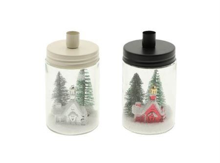 Candleholder Jar 2ass H16.5d9.5