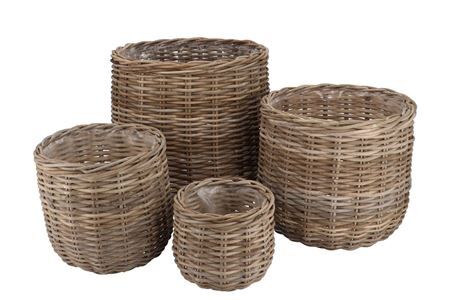 Rattan Kuboo Cauldron Natural S/4 25x23/35x33/44x4
