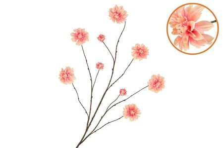 Silk Dahlia Branch Peach 125cm