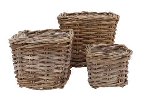 Rattan Kuboo Basket Square S/3 W15/20/25 H13/18/22