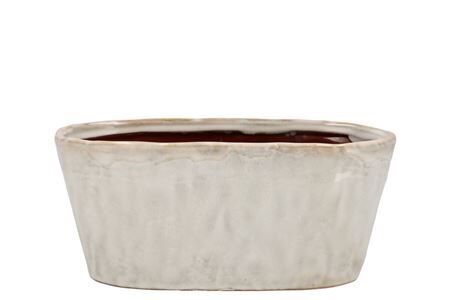 Iron Stone White Glazed Oval Pot 25x13x11cm