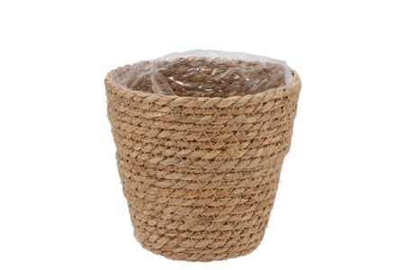 Seagrass Straw Basket Pot Brown 18x18cm