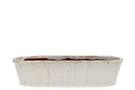 Iron Stone White Glazed Oval Pot 32x10x8cm