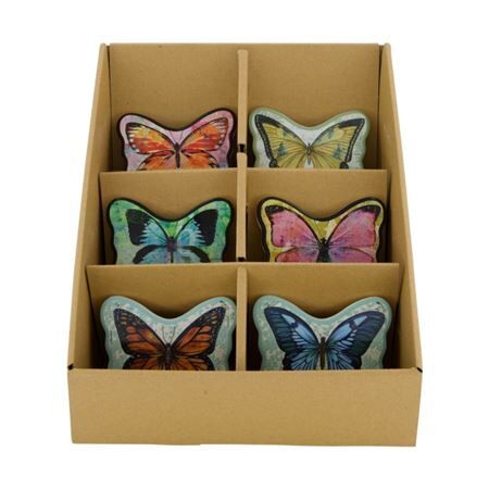 Coaster butterfly d10*8cm ass.