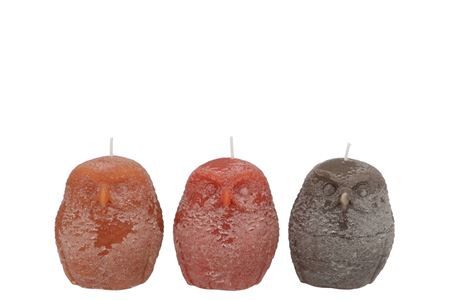 Candle Frosty Owl Scottish Brown Mix 10x12cm Nm