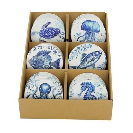 Deco coaster sea d10cm ass.