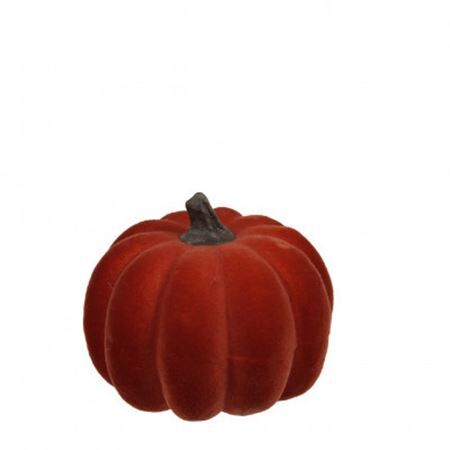 Deco pompoen flock d9*8cm