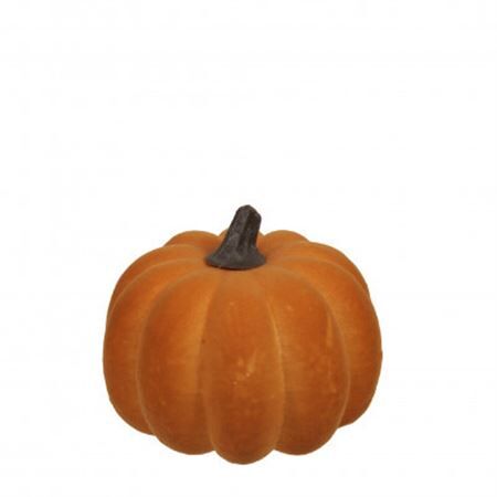 Deco pompoen flock d9*8cm