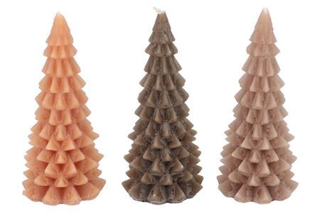 Candle Frosty X-mas Tree Woods Brown Mix 9x20cm As