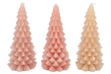 Candle Frosty X-mas Tree Warm Sand Mix 9x20cm Ass